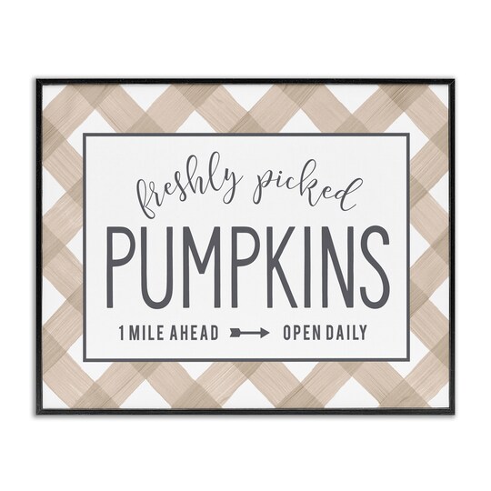 Freshly Picked Pumpkins Country Farm Plaid Sign Framed Giclee Art
